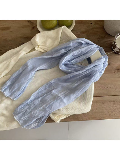 Scarvii - Lace Trim Sheer Long Scarf