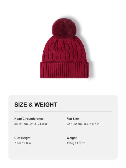 Haila - Cable Knit Pom-Pom Cuffed Beanie
