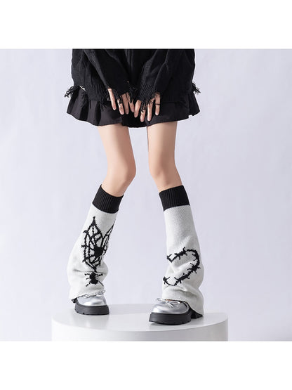 Cozyra - Cartoon Jacquard High Tube Leg Warmers