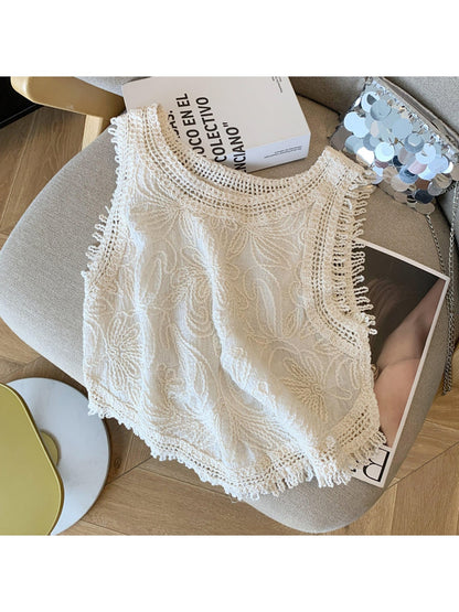 Crosa - Vintage Style Hollow Out Vest Top