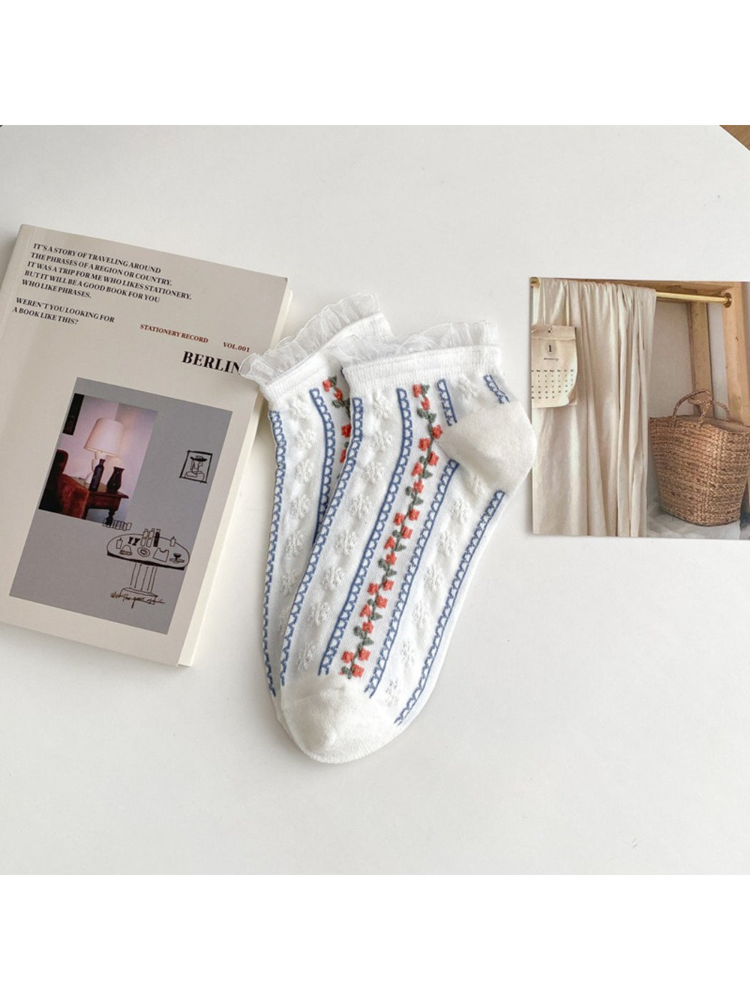Rufia - Ruffle Ribbed Stripe Ankle Socks product image 3