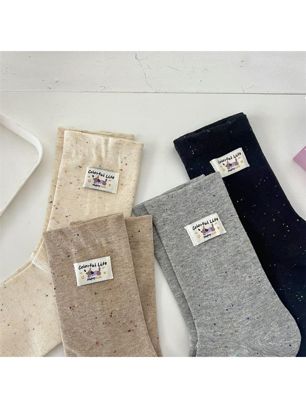 Rufia - Dachshund Detail Speckled Crew Socks