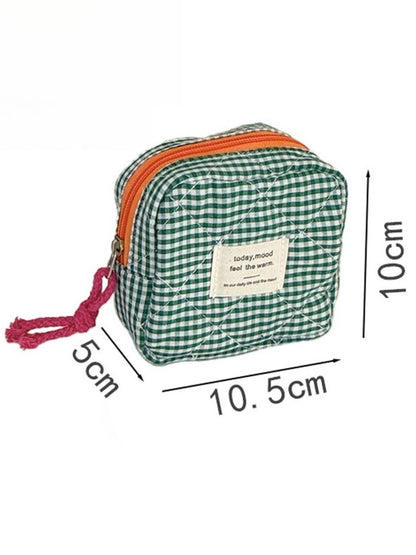 Cosbai - Plaid Color Block Portable Coin Pouch