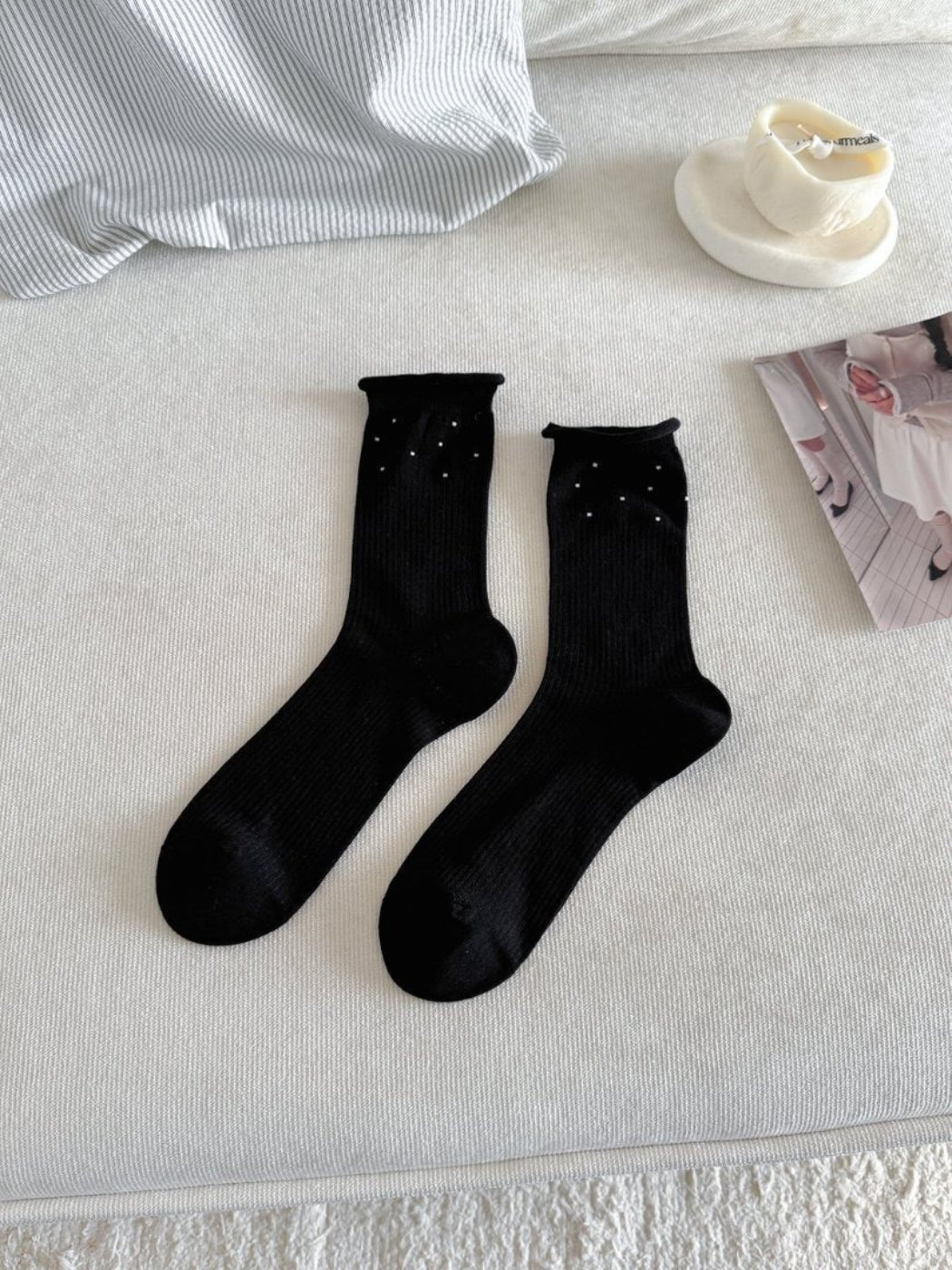 Rufia - Subtle Dot Ribbed Crew Socks product image 3