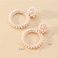 Earwish - Boho Beige Beaded Hoop Earrings - Classic & Elegant