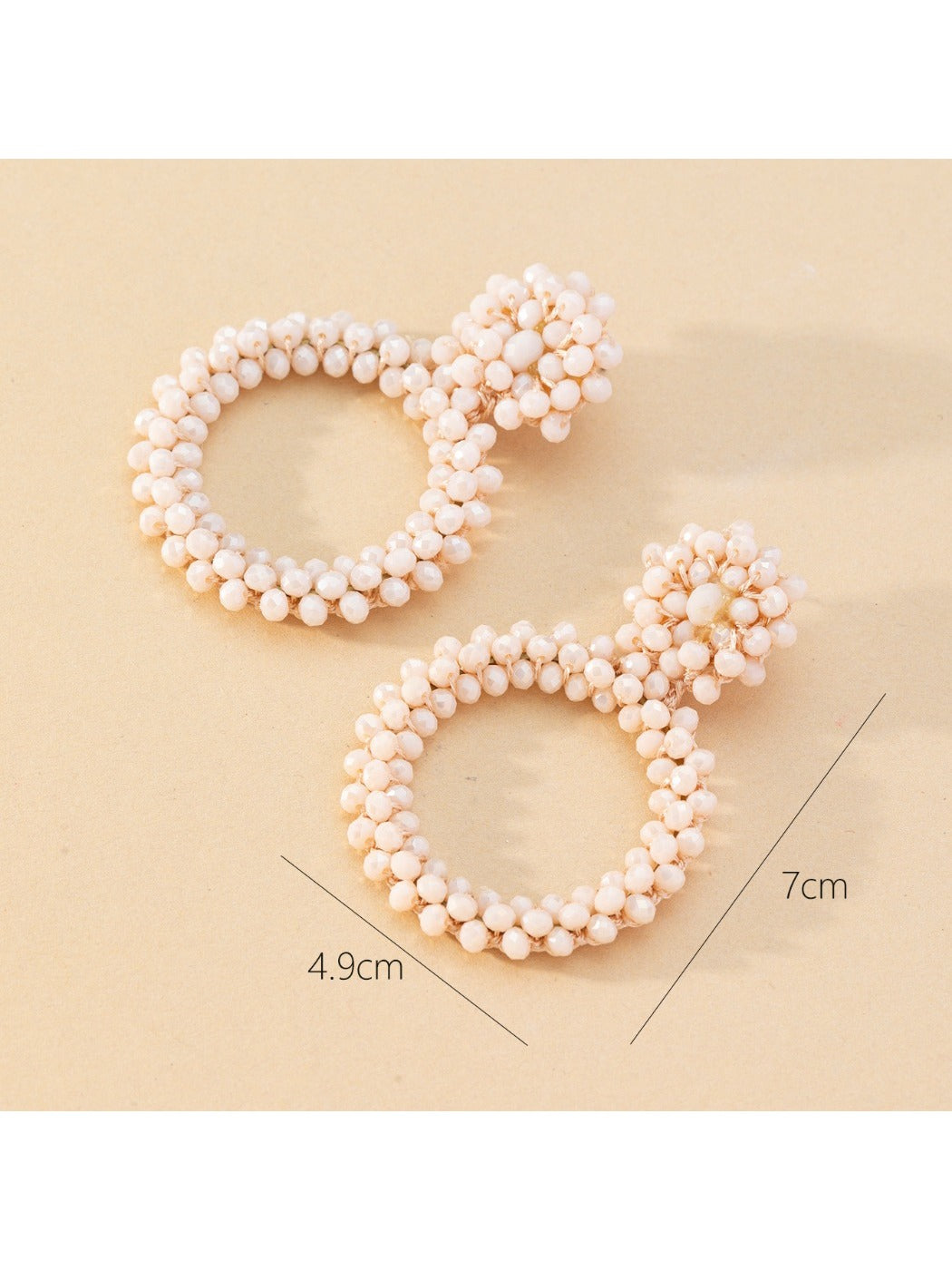 Earwish - Boho Beige Beaded Hoop Earrings - Classic & Elegant