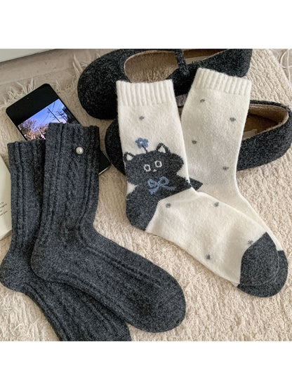 Rufia - Mixed Cat Pattern Crew Socks