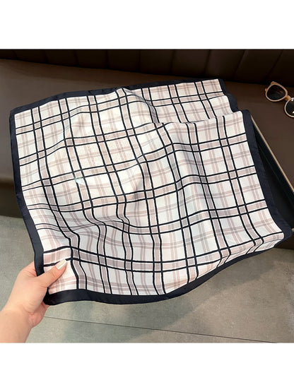Scarvii - Classic Check Border Accent Square Scarf