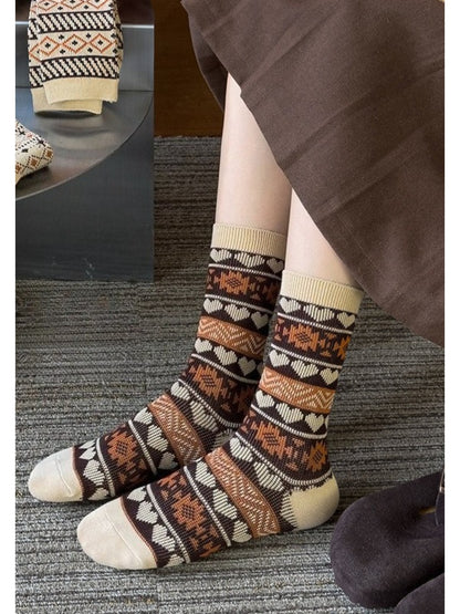 Rufia - Retro Warm Mid-Calf Socks for Women