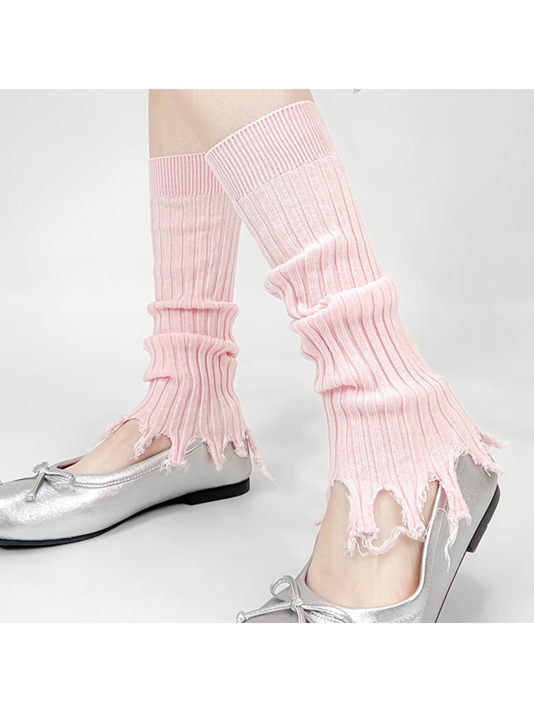Cozyra - Ribbed Slouchy Fringe Leg Warmers