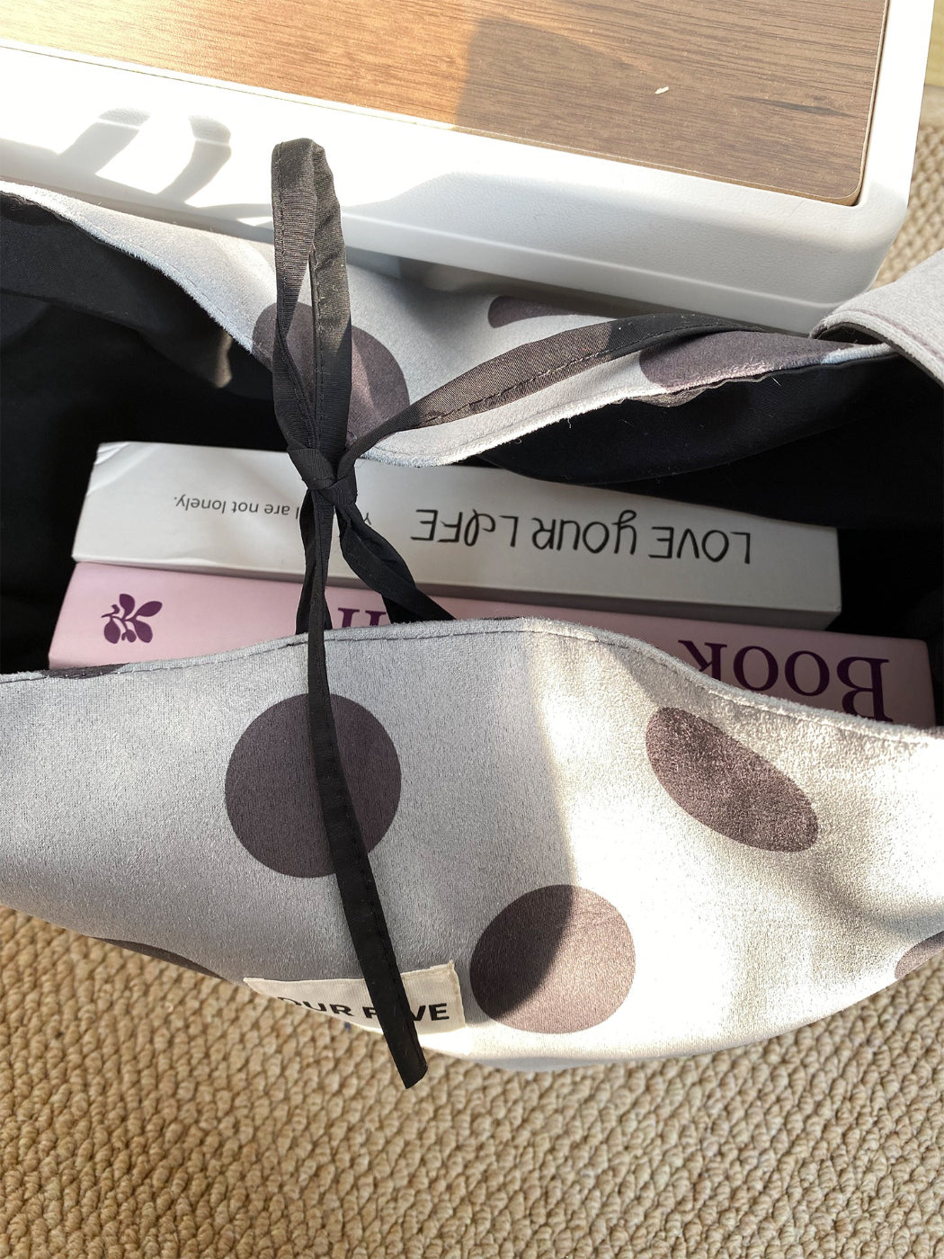 Back view of Cosbai Polka Dot Slouchy Shoulder Bag highlighting strap details