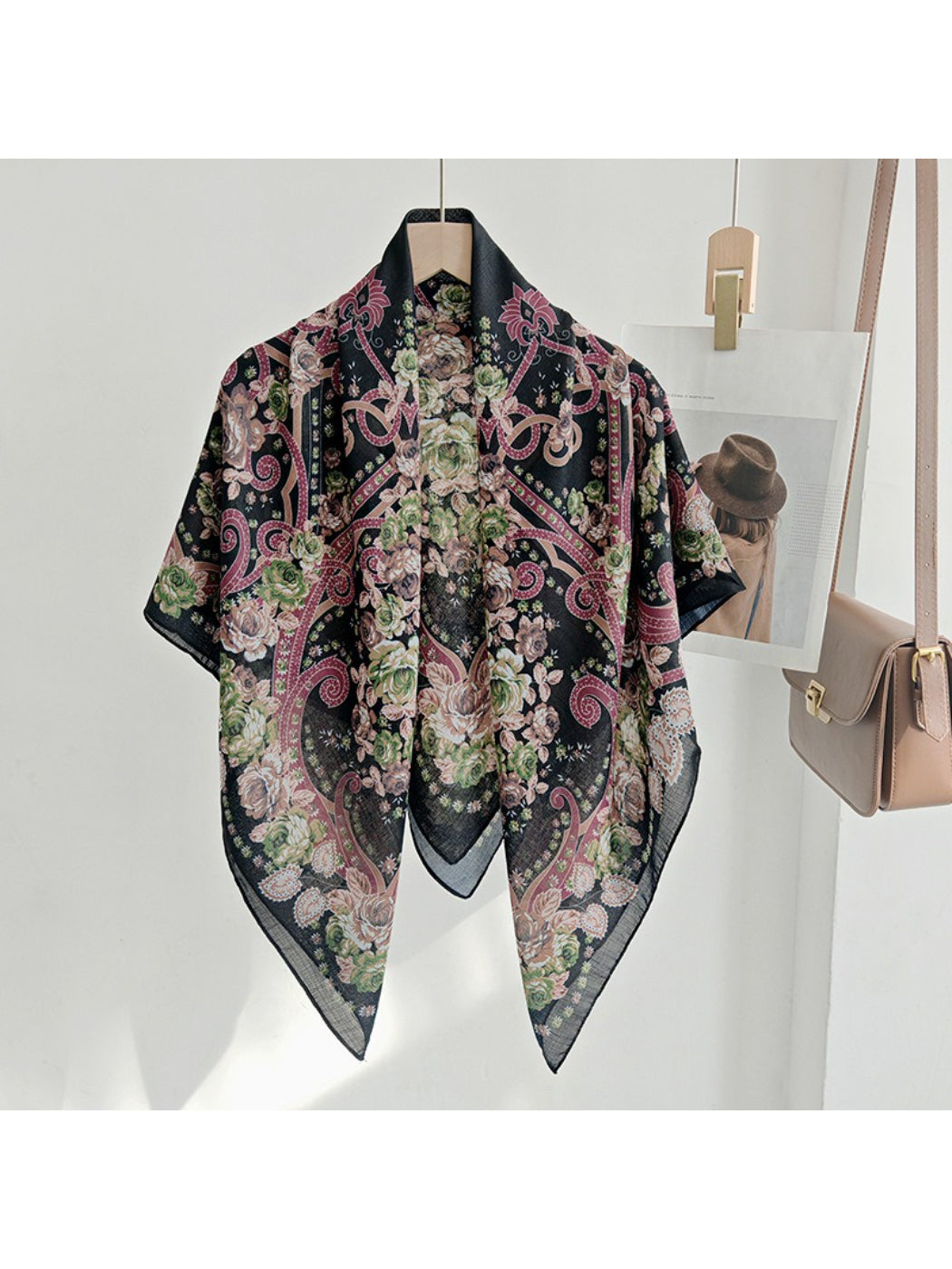 Scarvii Symmetric Floral Medallion Square Scarf