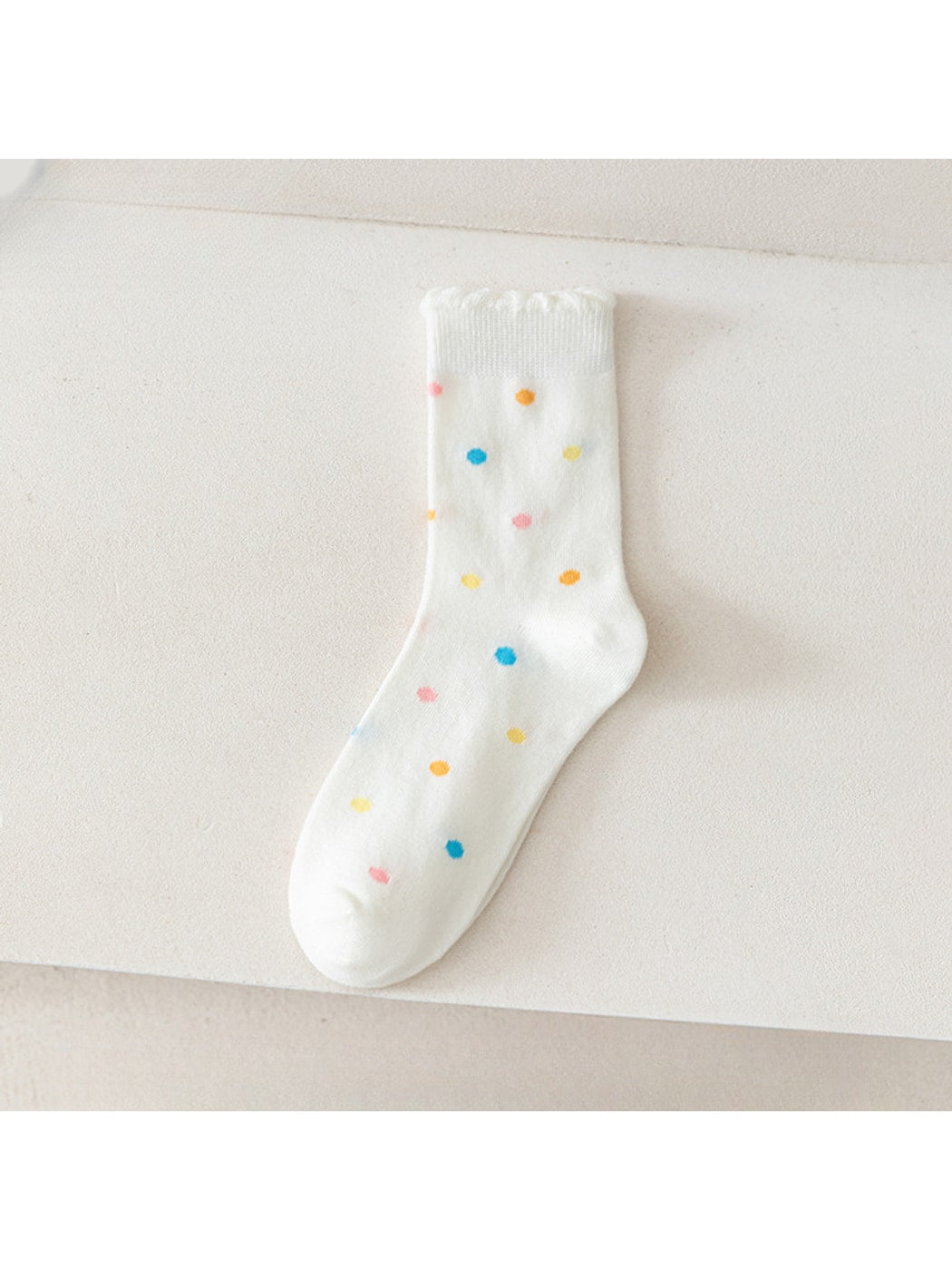 Rufia - Cute Pastel Print Scalloped Crew Socks