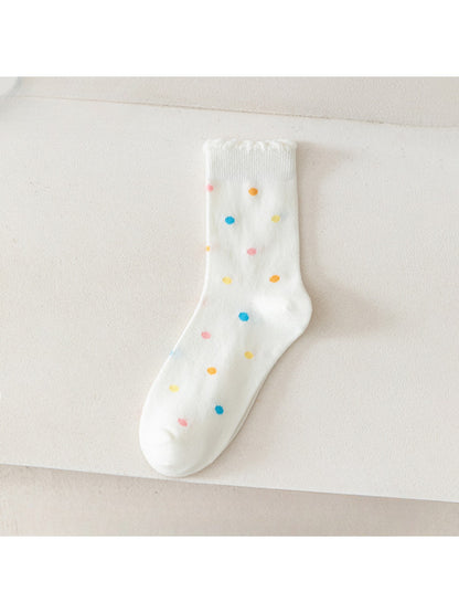 Rufia - Cute Pastel Print Scalloped Crew Socks
