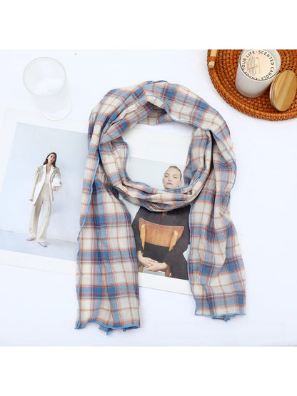 Scarvii - Retro Plaid Geometric Long Rectangle Scarf
