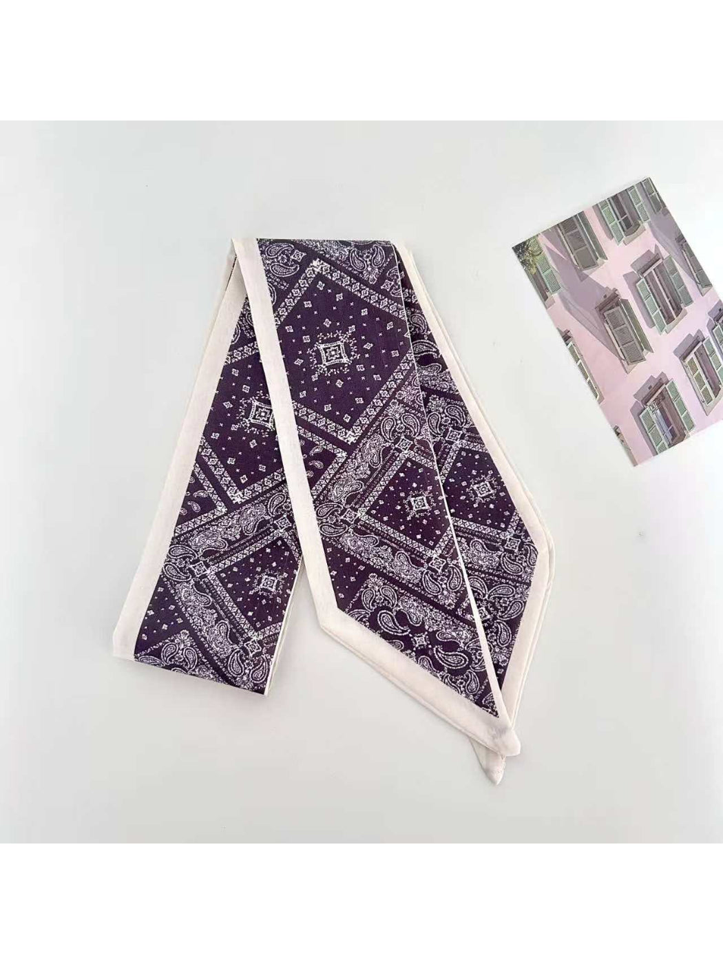 Scarvii Graphic Paisley Detail Skinny Scarf