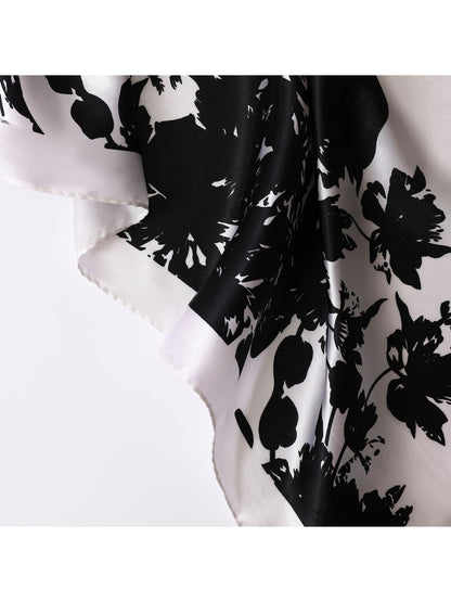 Scarvii - Elegant Black and White Print Square Scarf