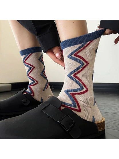 Rufia - Abstract Line Art Mid Calf Socks