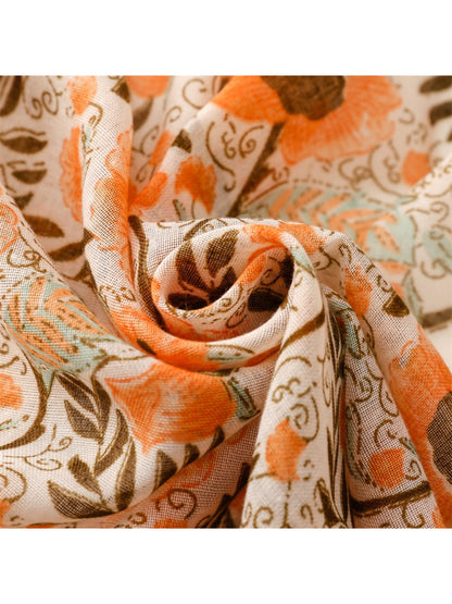 Scarvii - Boho Floral Print Tassel Scarf