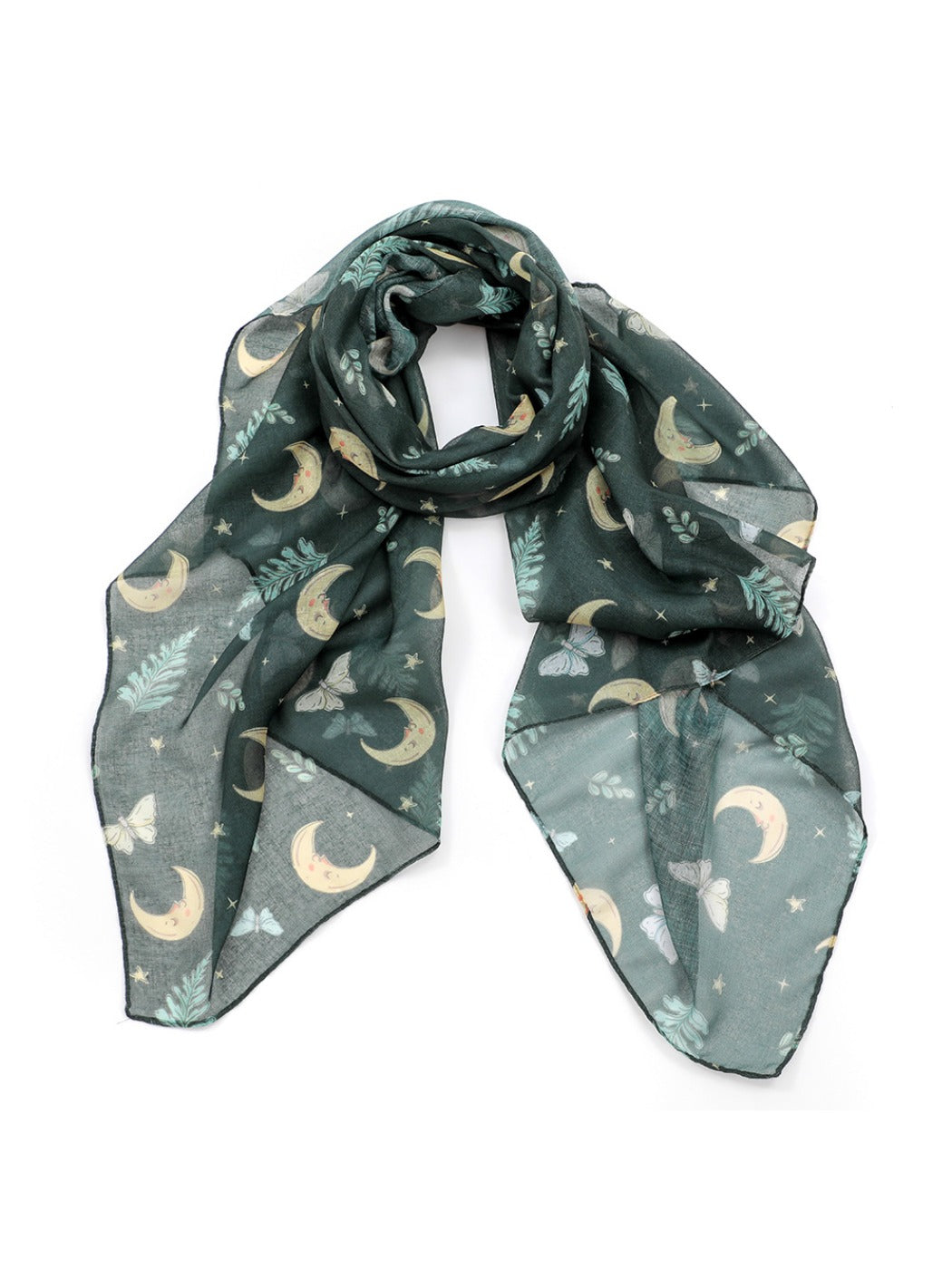 Scarvii - Forest Green Butterfly Moon Print Scarf