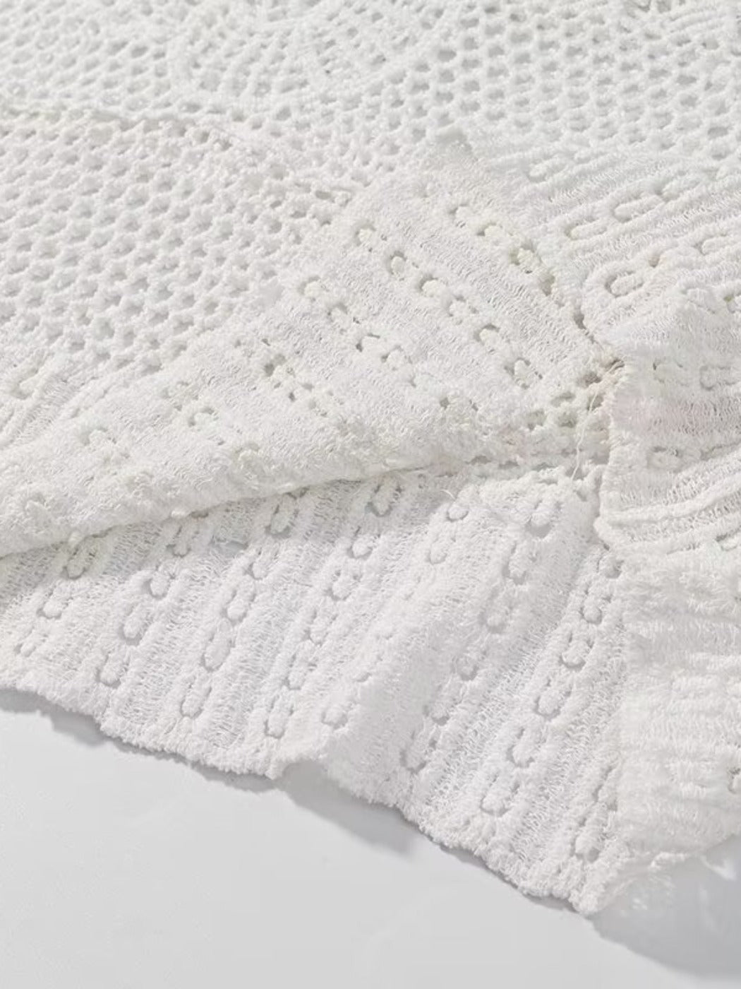 Crosa - Hollow Knitted Round Neck Long-Sleeve Top Sweater