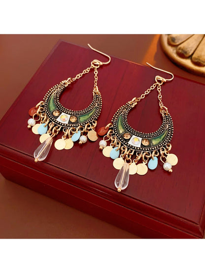 Earwish – Boho Moon Drop Tassel Earrings