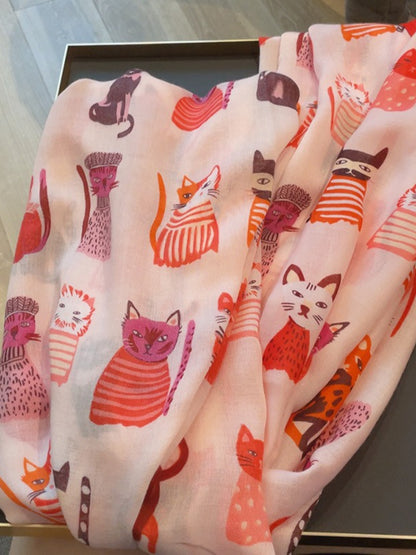 Scarvii - Playful Cat Print Scarf