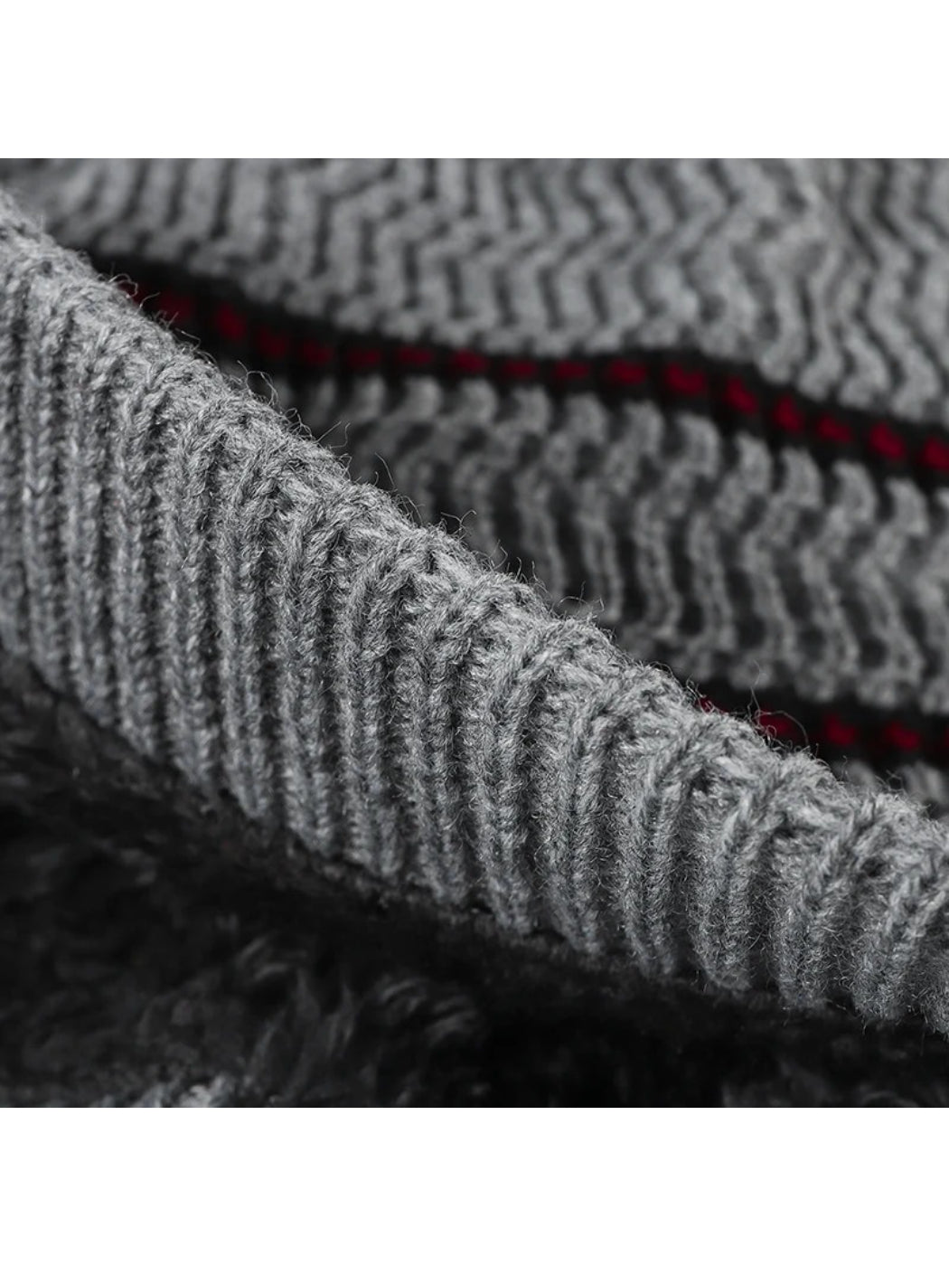 Haila - Contrast Stripe Fleece-Lined Knit Beanie