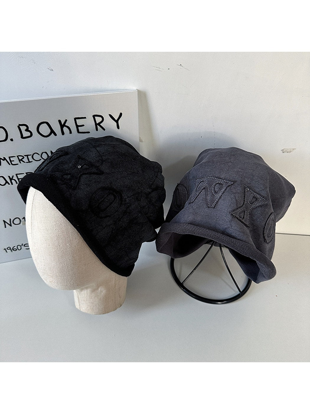Haila - Rolled Edge Letter Detail Women's Slouchy Cap