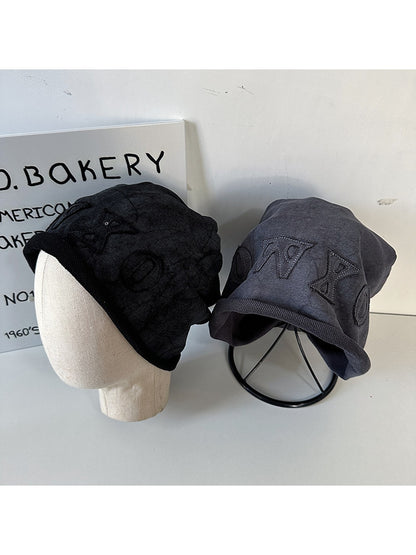 Haila - Rolled Edge Letter Detail Women's Slouchy Cap
