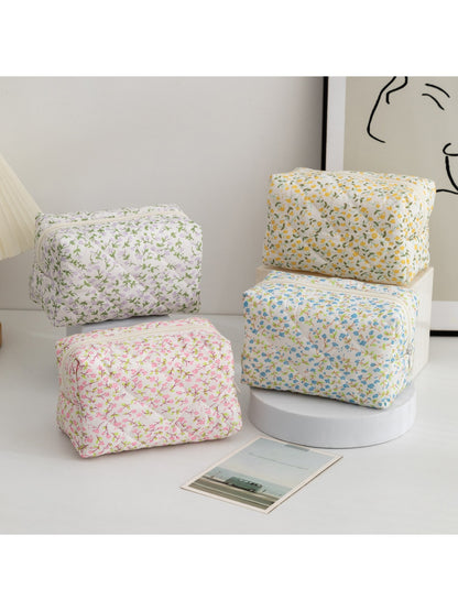 Cosbai - Fresh Style Floral Printed Cosmetic Organizer Bag