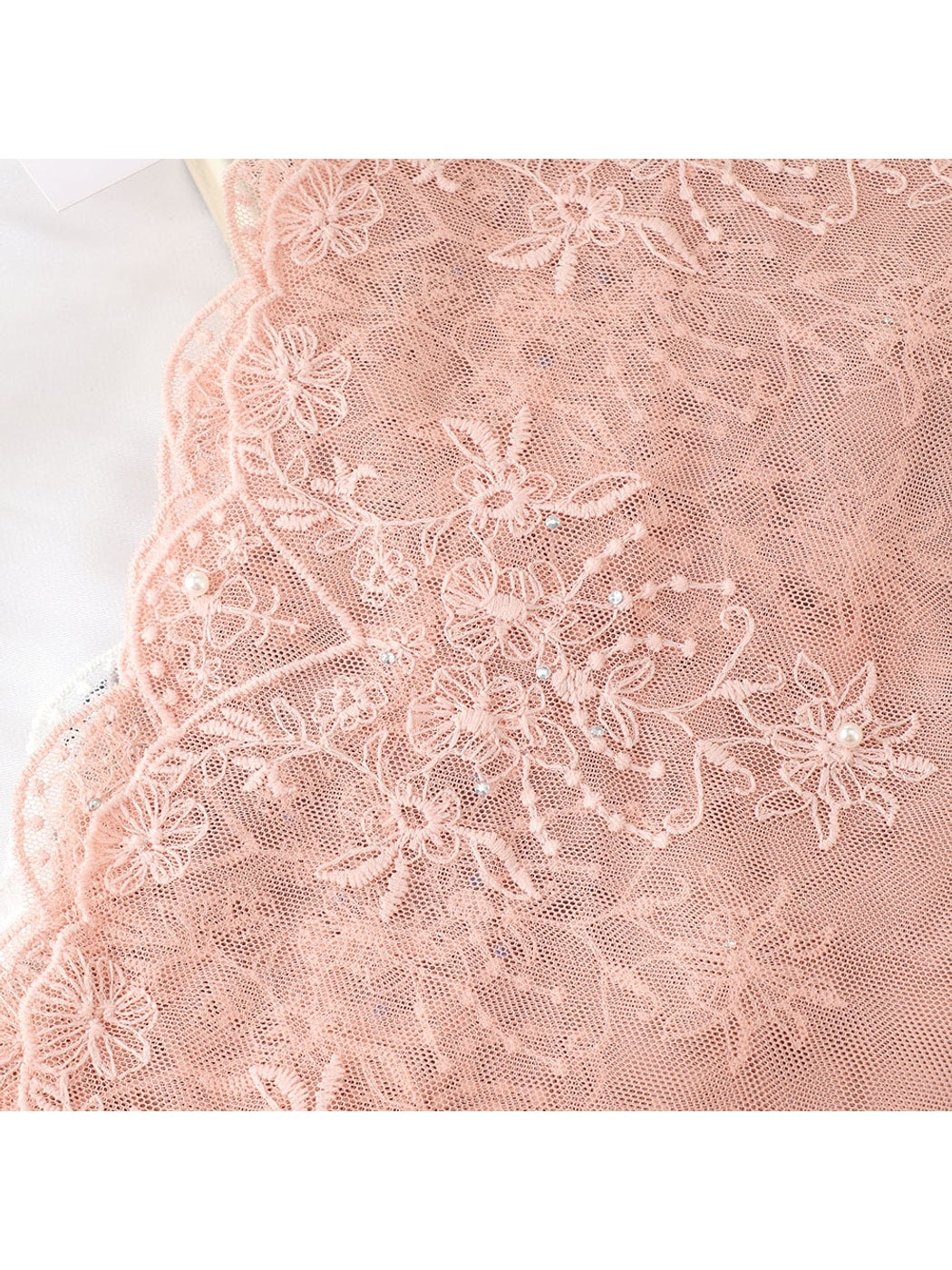 Scarvii - Floral Embroidered Sheer Long Neck Scarf