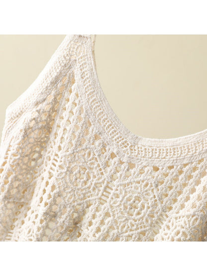 Crosa - Solid Color Geometric Pattern Knit Tank Top