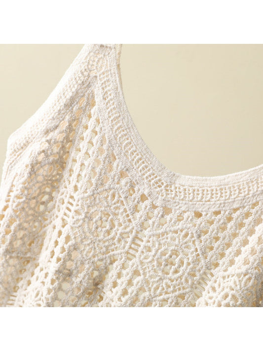 Crosa - Solid Color Geometric Pattern Knit Tank Top