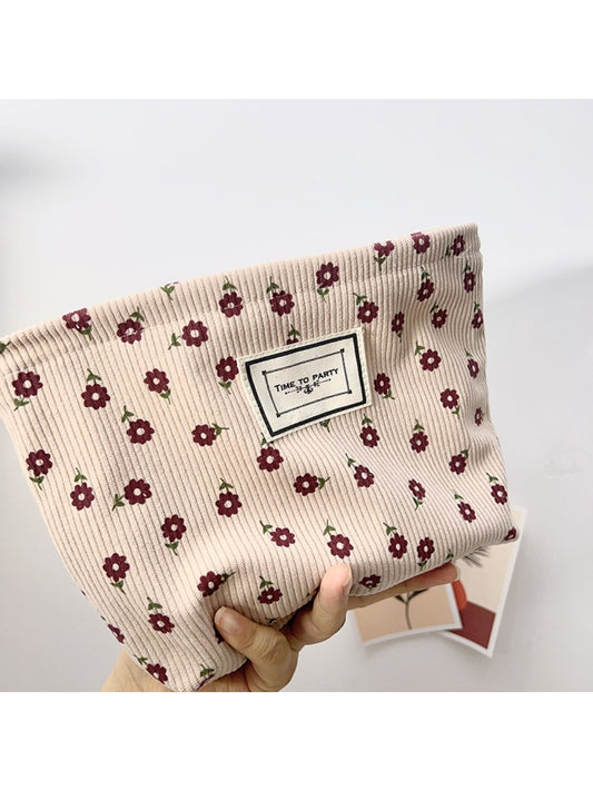 Cosbai - Corduroy Ditsy Floral Pouch