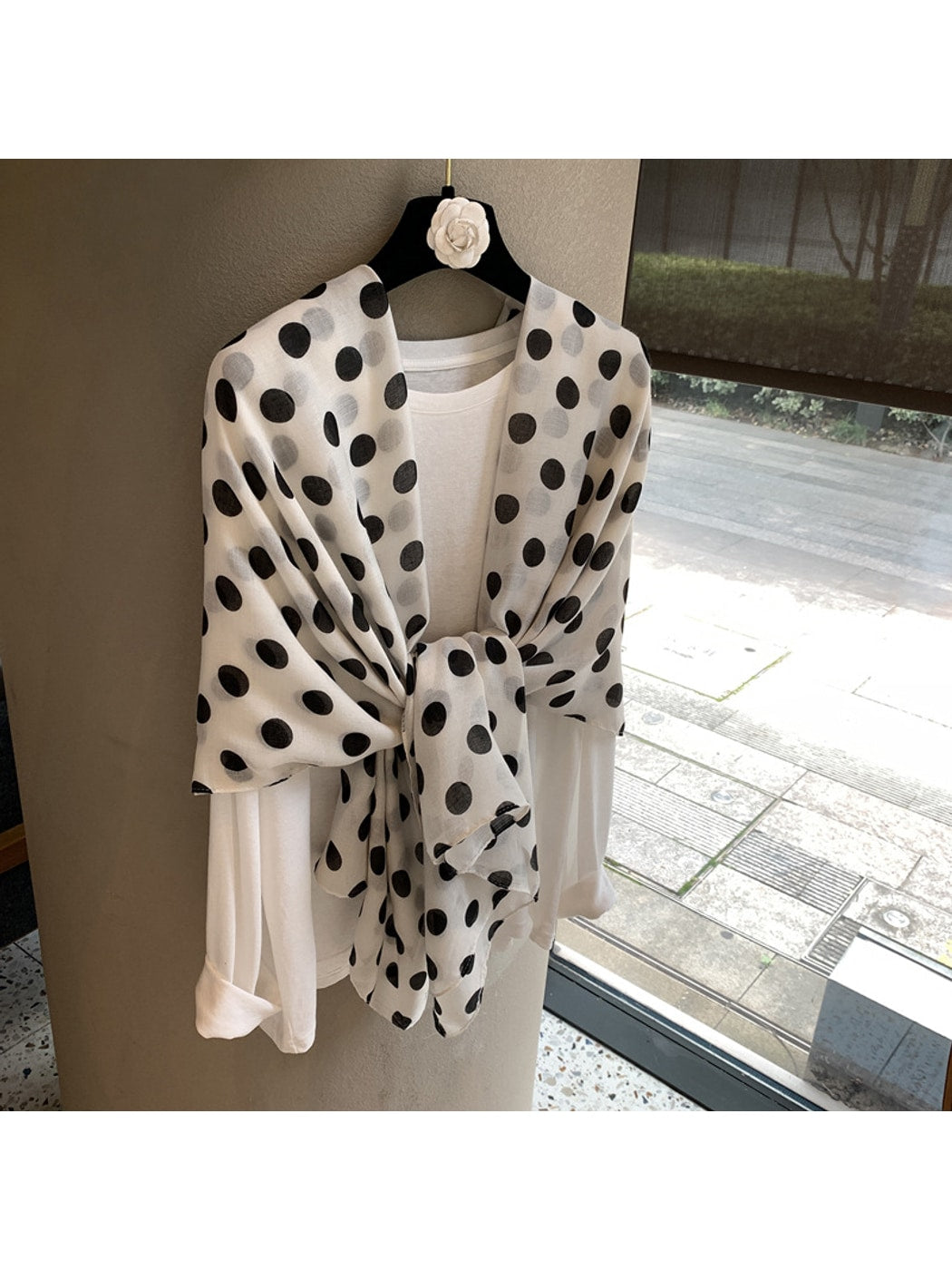 Scarvii - Elegant Polka Dot Print Shawl Scarf