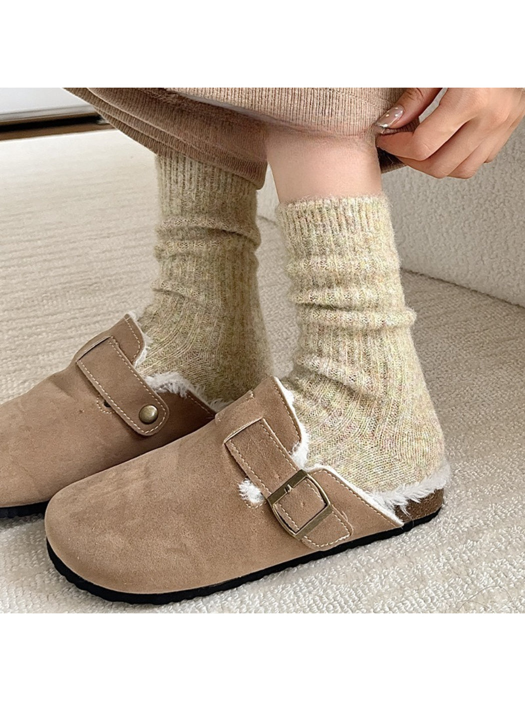 Rufia - Fuzzy Ribbed Cozy Crew Socks