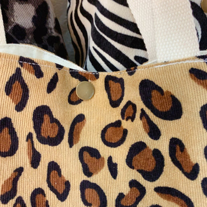 Small Corduroy Leopard Print Handbag