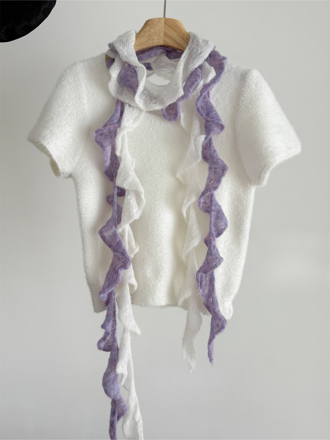 Scarvii - Solid Color Ruffle Skinny Scarf
