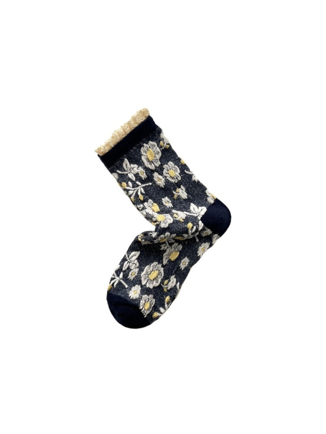 Rufia - Vintage Flower Mid-Calf Socks - Elegant & Chic