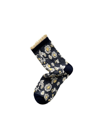 Rufia - Vintage Flower Mid-Calf Socks - Elegant & Chic