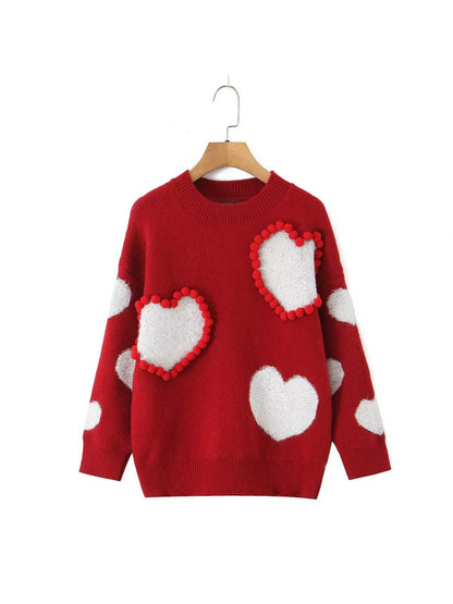 Crosa Women S Fall 3D Heart Knit Sweater showing heart motif and knit texture