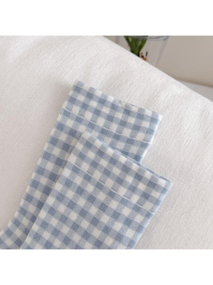 Rufia - Classic Bow and Plaid Pattern Crew Socks