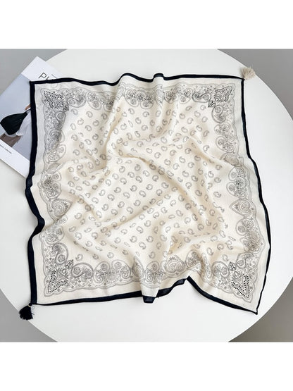 Scarvii - Solid Border Paisley Printed Square Scarf