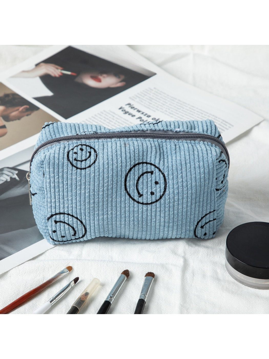 Cosbai - Smiley Print Cosmetic Organizer Bag