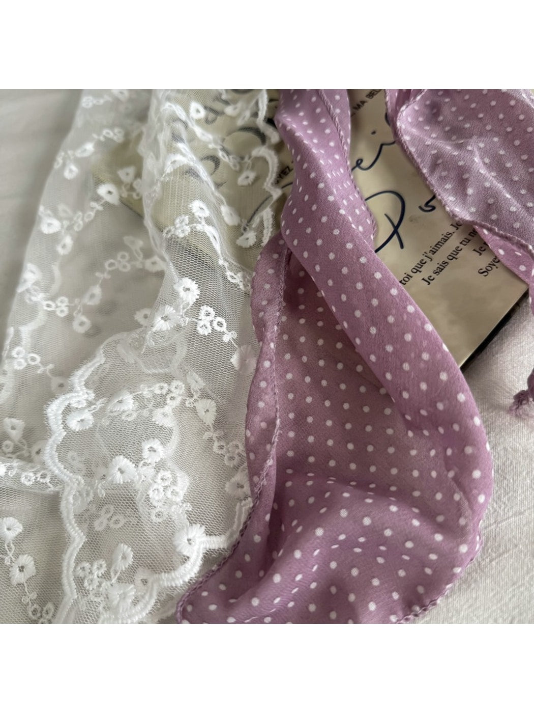 Scarvii - Muted Lace Polka Dots Pattern Scarf