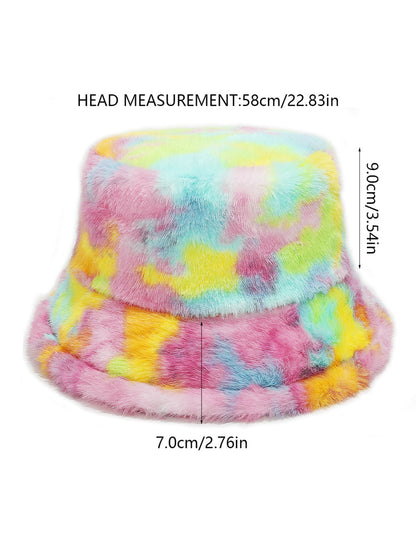 Haila Colorful Tie Dye Fuzzy Bucket Hat