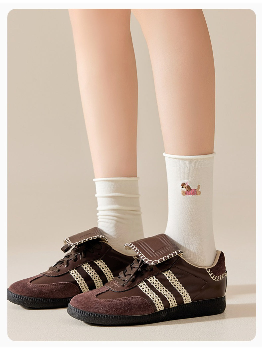 Rufia - Small Dog Motif Crew Socks