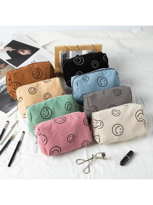 Cosbai - Smiley Print Cosmetic Organizer Bag