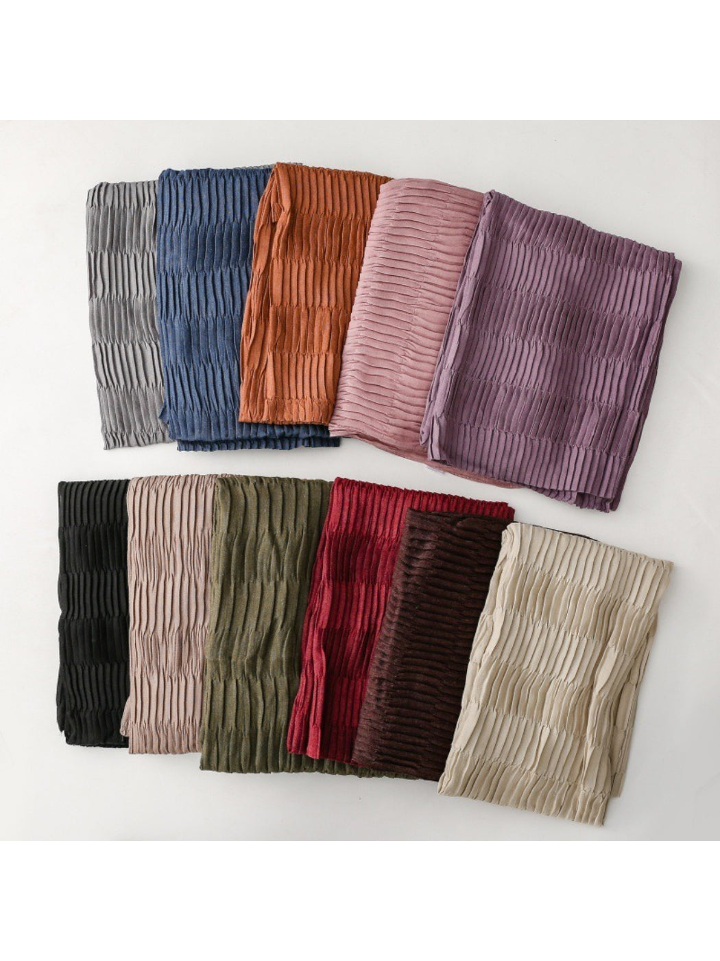 Scarvii - Textured Pleated Finish Long Scarf